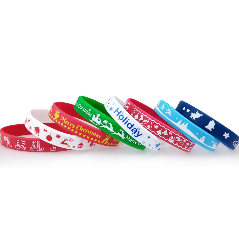 Wholesale  20pcs/pack Cartoon pattern Christmas rubber silicone bracelet